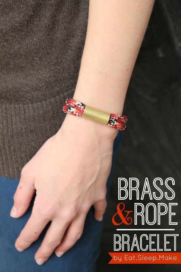 DIY Friendship Bracelets - Brass and Rope Bracelet - Woven, Beaded, Leather and String - Cheap Embroidery Thread Ideas - DIY gifts for Teens