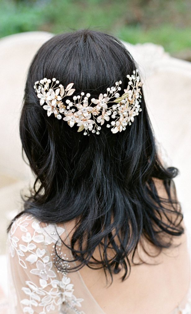 Gorgeous Bridal Gold Hair Headpiece Swarovski Crystal