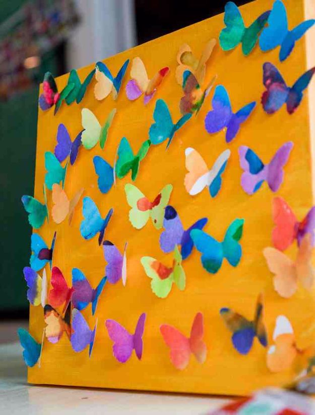 DIY Ideas With Butterflies - Butterfly Canvas - Cute and Easy DIY Projects for Butterfly Lovers - Wall and Home Decor Projects, Things To Make and Sell on Etsy - Quick Gifts to Make for Friends and Family - Homemade No Sew Projects- Fun Jewelry, Cool Clothes and Accessories http://diyprojectsforteens.com/diy-ideas-butterflies