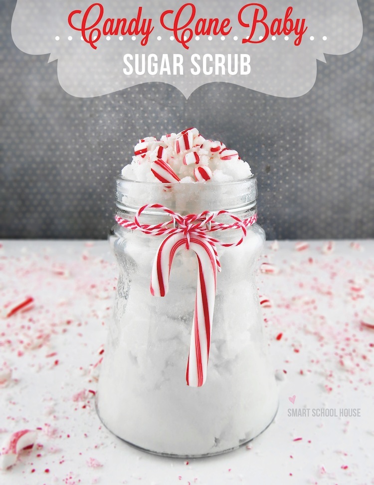 Candy Cane Baby is an easy #DIY sugar scrub that smells just like candy canes! Made with 3 simple and inexpensive ingredients! #handmadegift #sugarscrub