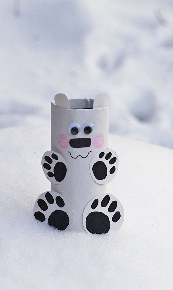 Cardboard Tube Polar Bear | 25+ Indoor Winter Activities for Kids