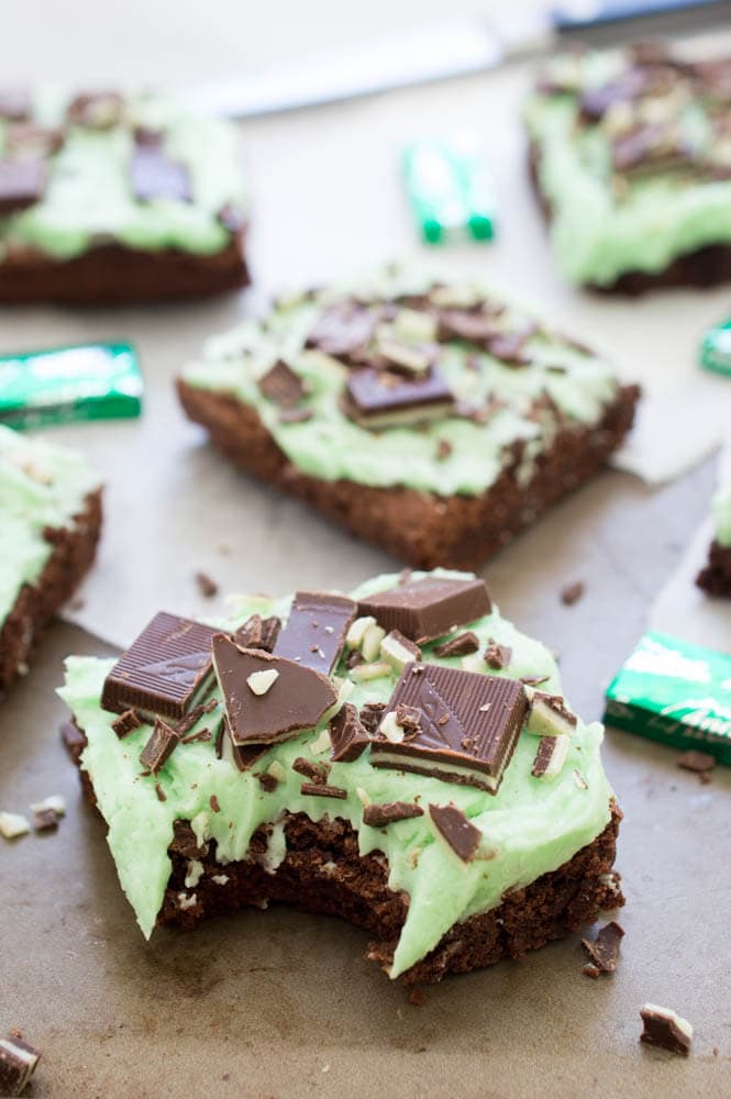 Chocolate Mint Andes Brownies | Top 50 St. Patrick's Day Green Food - have fun with St. Patrick's Day and surprise your family and friends with these fun, festive green recipes!