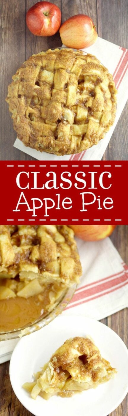 Classic sweet apple pie filling in a flaky pie crust topped with a glaze - this is a Thanksgiving dessert menu MUST! Classic Traditional Apple Pie Recipe | The Gracious Wife