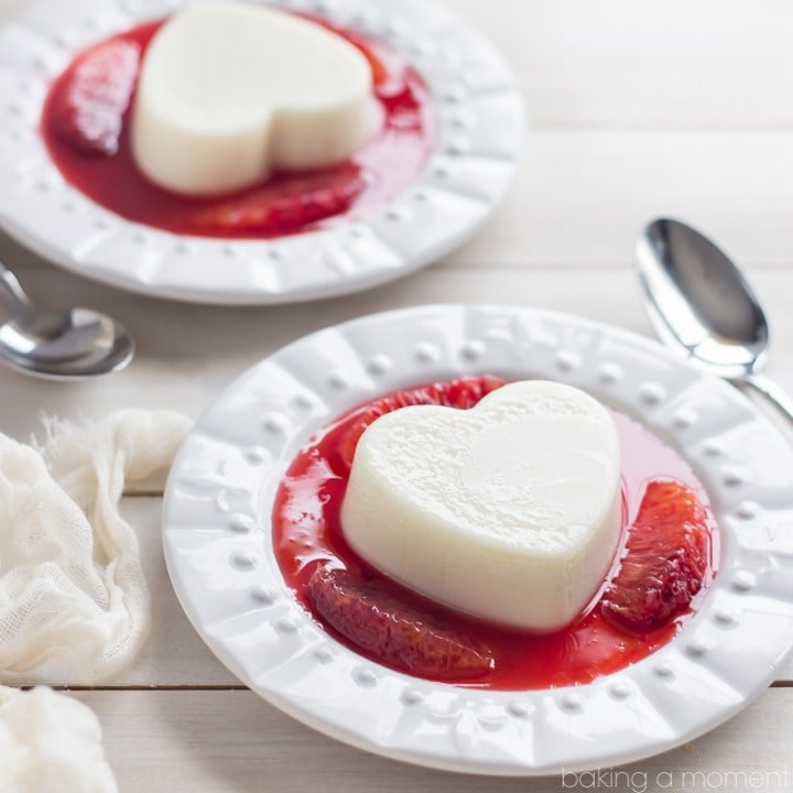 Coconut white chocolate panna cotta with blood oranges