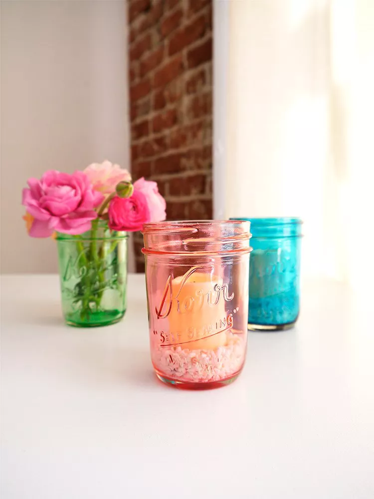 DIY Colored Glass Candle Holders