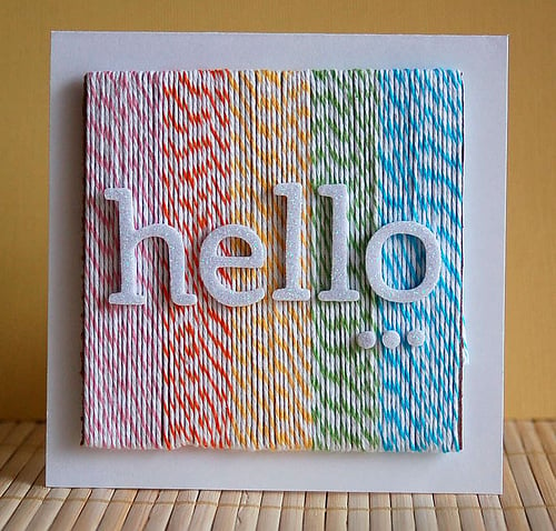 Colored Twine Hello Card | 25+ Handmade Cards