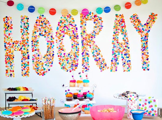 Confetti Word Backdrop | 25+ Confetti Party Ideas