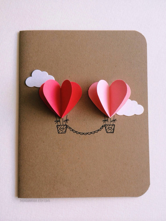 Couple Heart Hot Air Balloon Card