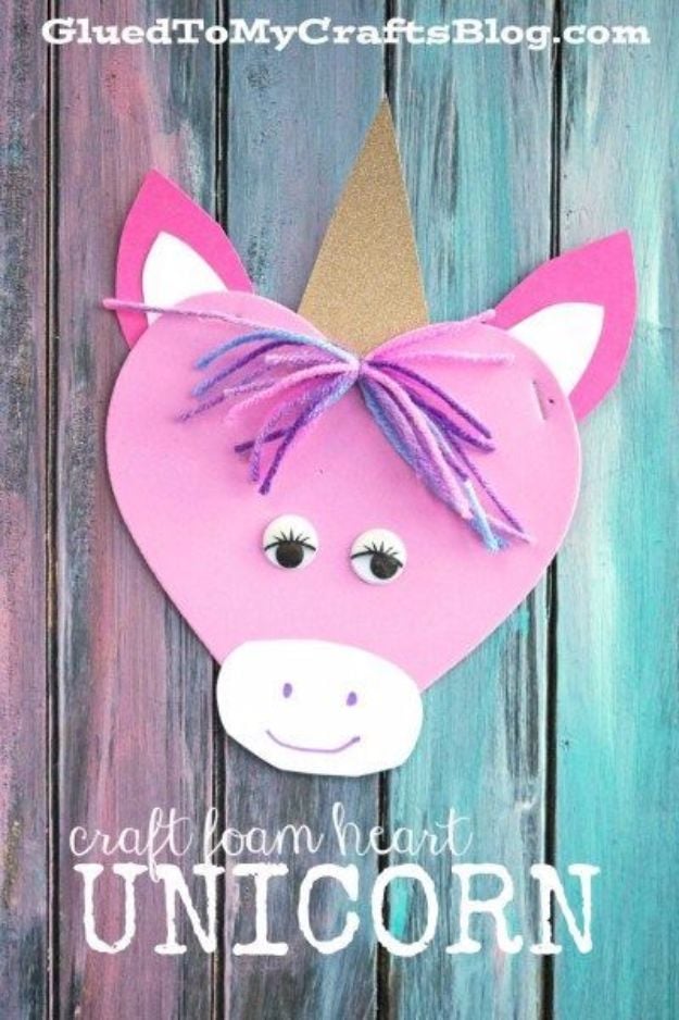DIY Ideas With Unicorns - Craft Foam Heart Unicorn - Cute and Easy DIY Projects for Unicorn Lovers - Wall and Home Decor Projects, Things To Make and Sell on Etsy - Quick Gifts to Make for Friends and Family - Homemade No Sew Projects and Pillows - Fun Jewelry, Desk Decor Cool Clothes and Accessories http://diyprojectsforteens.com/diy-ideas-unicorns