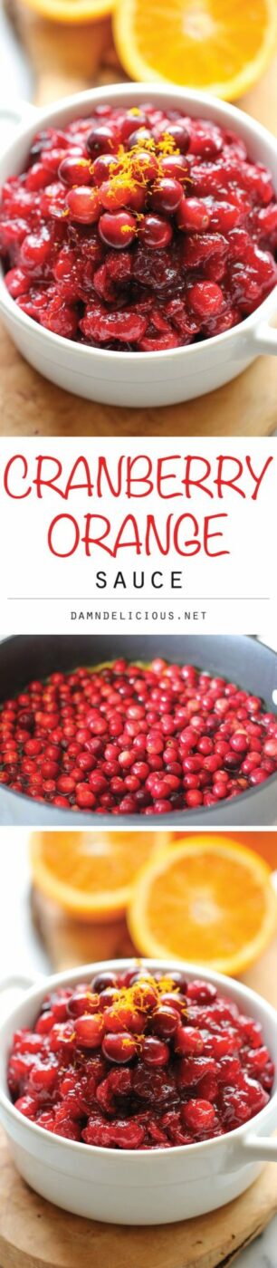 Cranberry Orange Sauce Recipe via Damn Delicious - The BEST Classic, Improved and Traditional Thanksgiving Dinner Menu Favorites Recipes - Main Dishes, Side Dishes, Appetizers, Salads, Yummy Desserts and more!