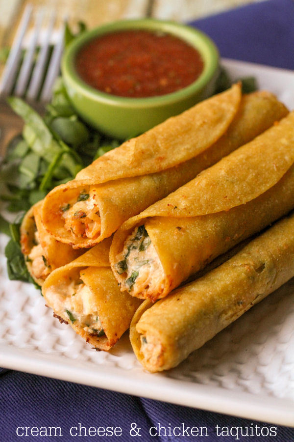 Cream Cheese and Chicken Taquitos | 25+ Cheesy Appetizers and Dips