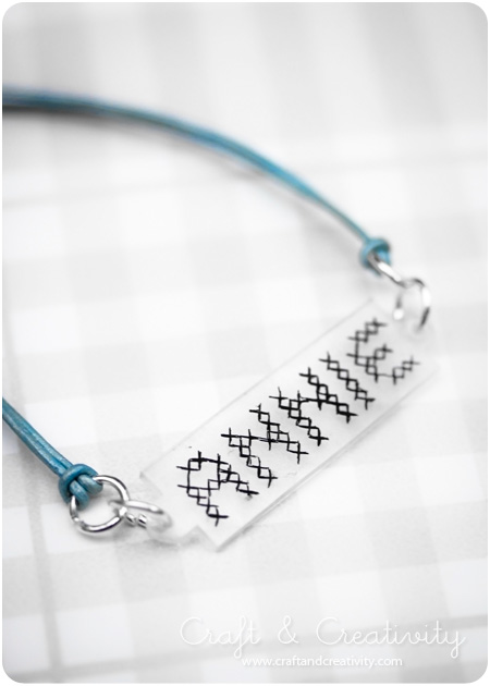 Cross Stitch Shrink Wrap Bracelet | 25+ Cross-Stitch Style Craft Ideas