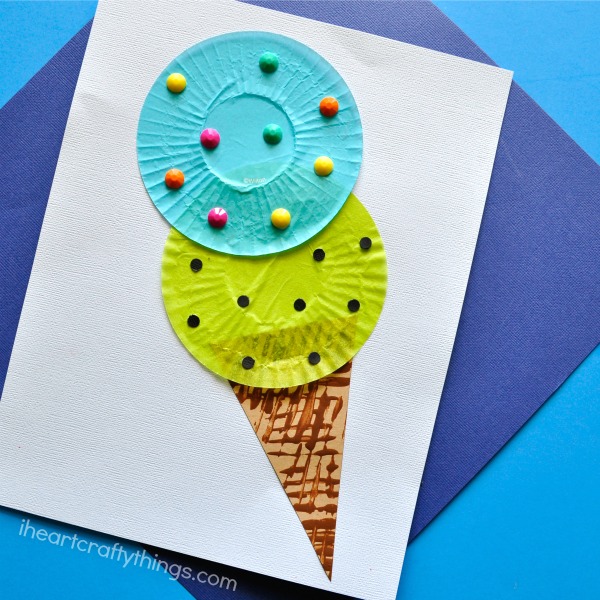 Cupcake Liner Ice Cream Cone Kids Craft | 25+ Summer Crafts for Kids