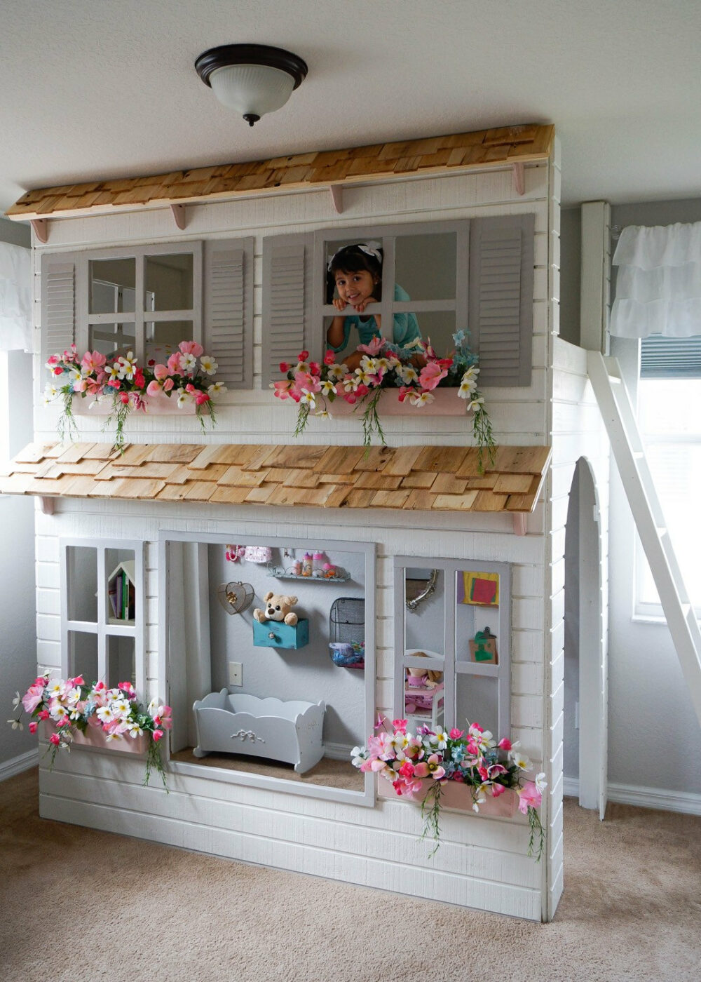 Custom Dollhouse Cottage Loft Bed