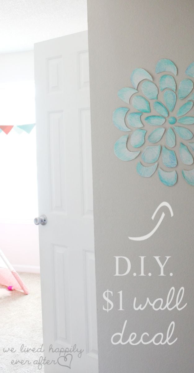 Cheap Wall Decor Ideas - DIY $1 Wall Decal - Cute and Easy Room Decor for Teens - Ideas for Teenager Bedroom Walls - Boys and Girls Room Canvas Wall Art and Decorating #teen #roomdecor #diydecor https://diyprojectsforteens.com/cheap-diy-wall-decor-ideas
