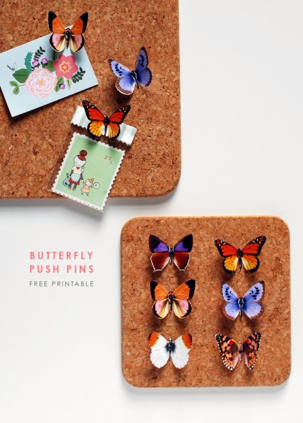 DIY Ideas With Butterflies - DIY Butterfly Push Pins - Cute and Easy DIY Projects for Butterfly Lovers - Wall and Home Decor Projects, Things To Make and Sell on Etsy - Quick Gifts to Make for Friends and Family - Homemade No Sew Projects- Fun Jewelry, Cool Clothes and Accessories http://diyprojectsforteens.com/diy-ideas-butterflies