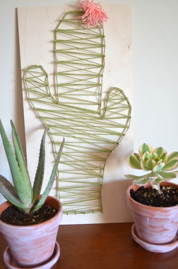 DIY Cactus Crafts | DIY Cactus String Art l Craft Ideas and Home Decor | Painting Tutorials, Gifts, Rocks, Cardboard, Wood Cactus Decorations