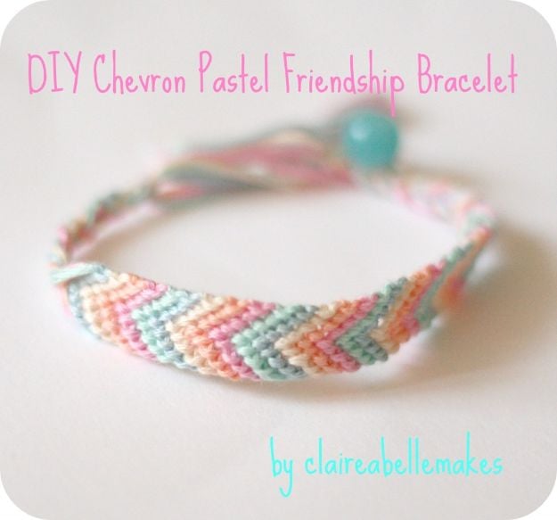 DIY Friendship Bracelets - DIY Chevron Pastel Friendship Bracelet - Woven, Beaded, Leather and String - Cheap Embroidery Thread Ideas - DIY gifts for Teens