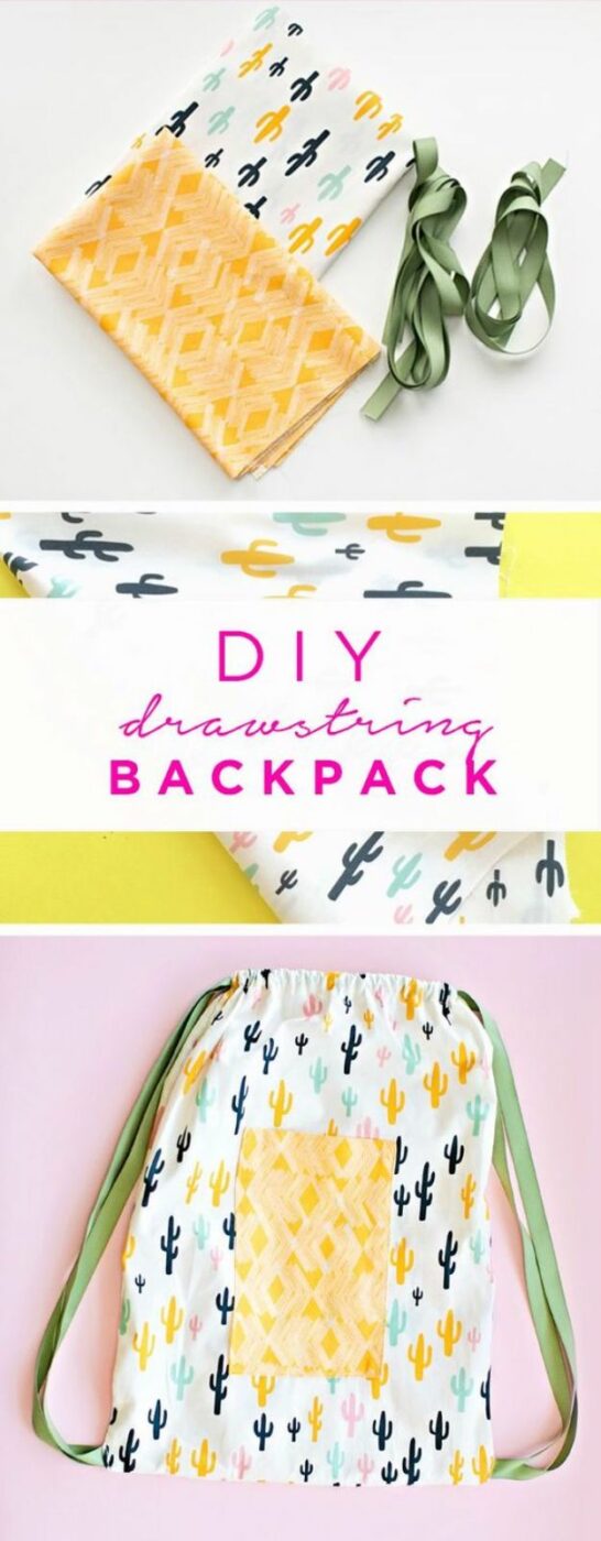 DIY School Supplies - DIY Drawstring Backpack - Easy Crafts and Do It Yourself Ideas for Back To School - Pencils, Notebooks, Backpacks and Fun Gear for Going Back To Class - Creative DIY Projects for Cheap School Supplies - Cute Crafts for Teens and Kids http://diyprojectsforteens.com/diy-back-to-school-supplies