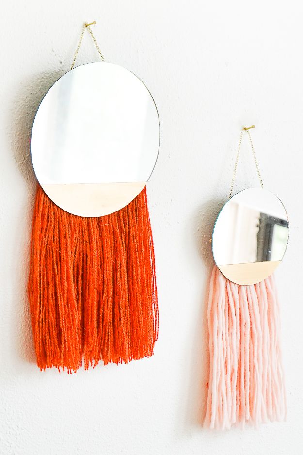 Cheap Wall Decor Ideas - DIY Fringed Mirror Wall Hanging - Cute and Easy Room Decor for Teens - Ideas for Teenager Bedroom Walls - Boys and Girls Room Canvas Wall Art and Decorating #teen #roomdecor #diydecor https://diyprojectsforteens.com/cheap-diy-wall-decor-ideas