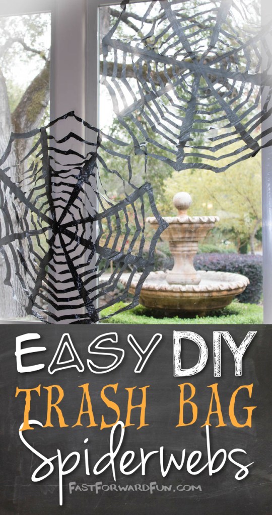DIY Trash Bag Spider Web for Halloween