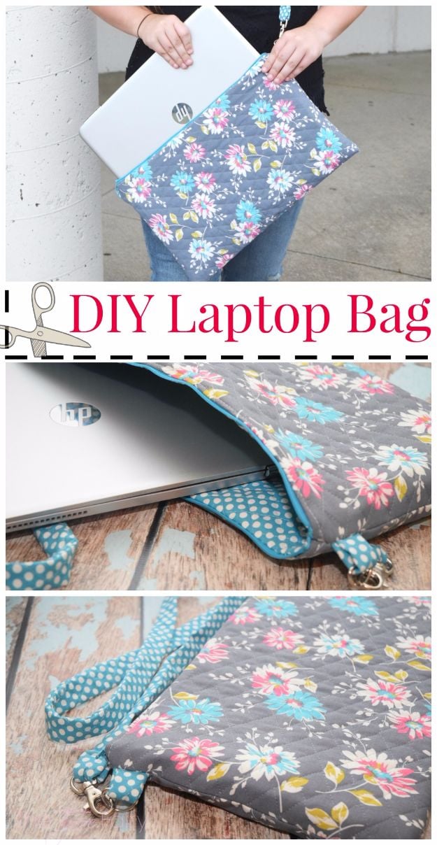 DIY School Supplies - DIY Laptop Bag - Easy Crafts and Do It Yourself Ideas for Back To School - Pencils, Notebooks, Backpacks and Fun Gear for Going Back To Class - Creative DIY Projects for Cheap School Supplies - Cute Crafts for Teens and Kids http://diyprojectsforteens.com/diy-back-to-school-supplies