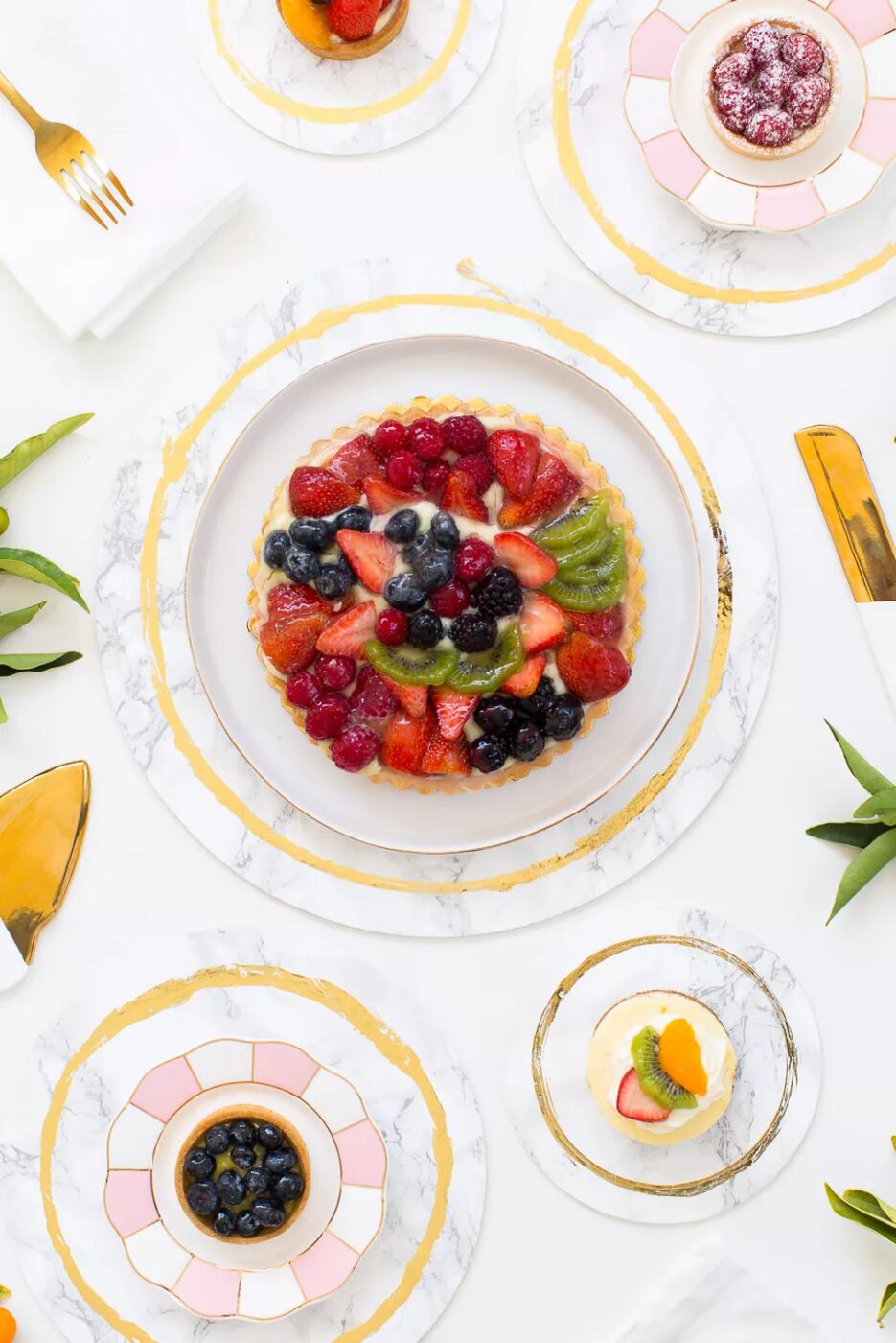 diy placemats with marble and gold