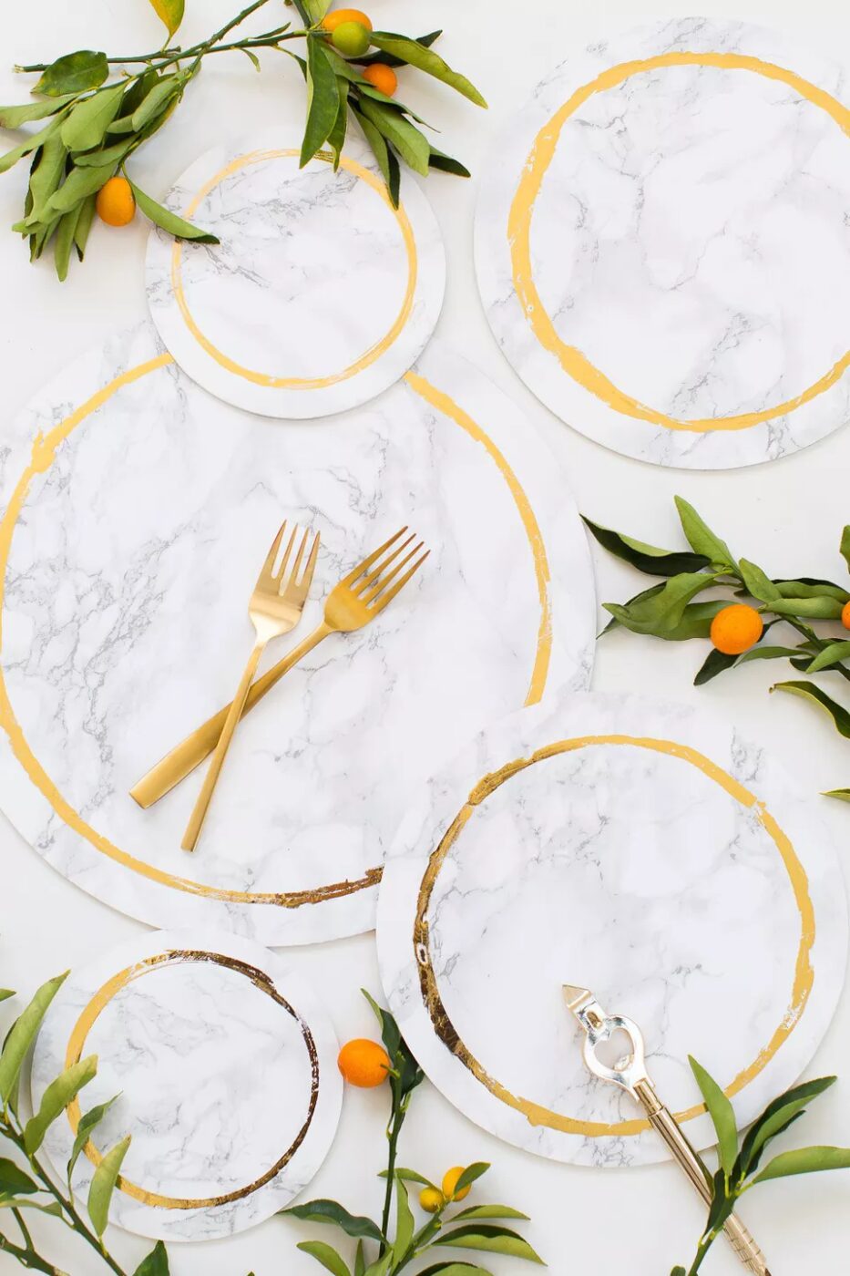 DIY Marble And Gold Plates