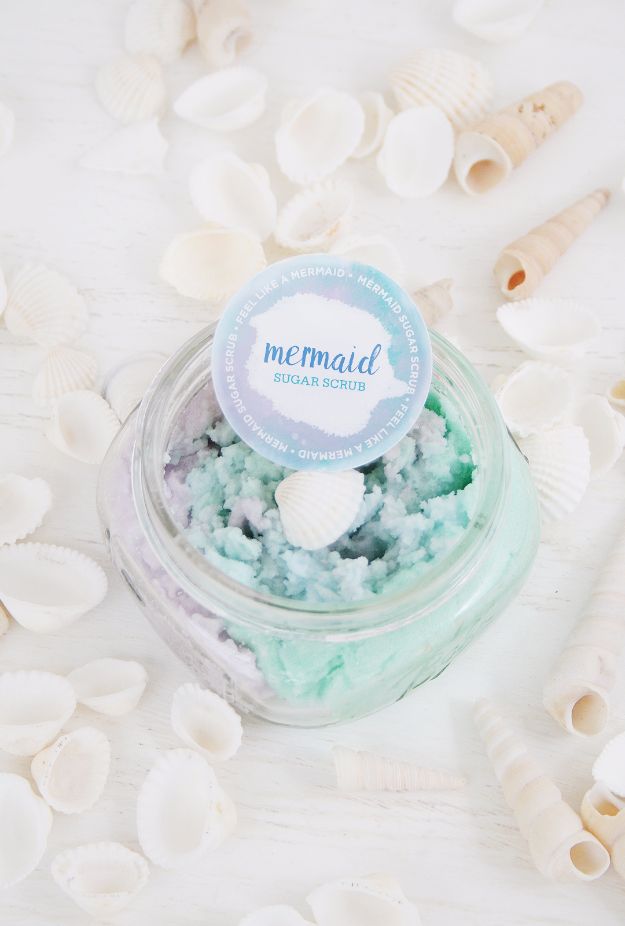 DIY Mermaid Crafts - DIY Mermaid Sugar Scrub - How To Make Room Decorations, Art Projects, Jewelry, and Makeup For Kids, Teens and Teenagers - Mermaid Costume Tutorials - Fun Clothes, Pillow Projects, Mermaid Tail Tutorial http://diyprojectsforteens.com/diy-mermaid-crafts