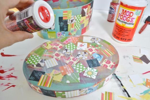 Mod Podge Crafts - DIY Mod Podged Treasure Box - DIY Modge Podge Ideas On Wood, Glass, Canvases, Fabric, Paper and Mason Jars - How To Make Pictures, Home Decor, Easy Craft Ideas and DIY Wall Art for Beginners - Cute, Cheap Crafty Homemade Gifts for Christmas and Birthday Presents http://diyjoy.com/mod-podge-crafts