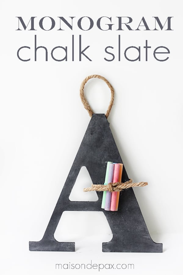 DIY Monogram Chalk Slate | 25+ teacher appreciation week ideas