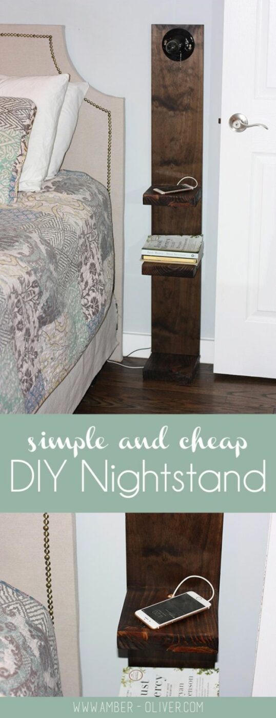 15 DIY Bedroom Nightstand Ideas - nightstand Ideas, DIY Nightstand Projects, DIY Nightstand, DIY Bedroom Nightstand Ideas, diy bedroom ideas, DIY Bedroom