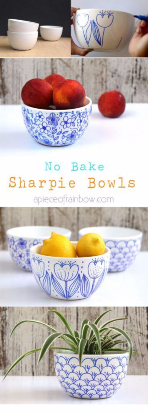 No Bake Sharpie Art Bowls