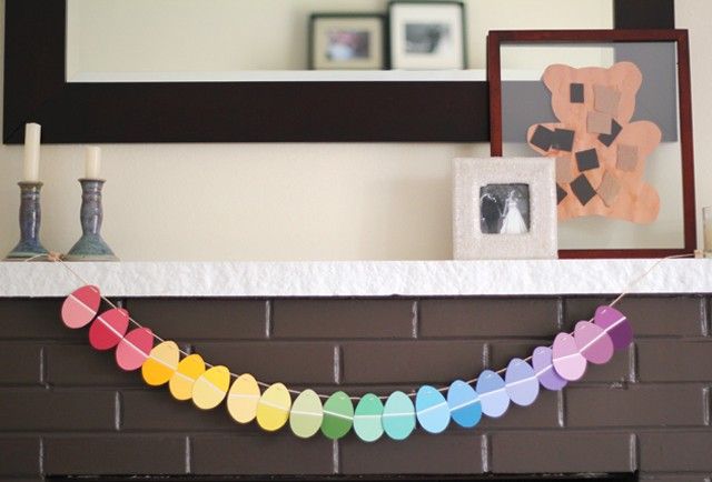 DIY Paint Chip Easter Garland | 25+ Easter and Spring Decorations