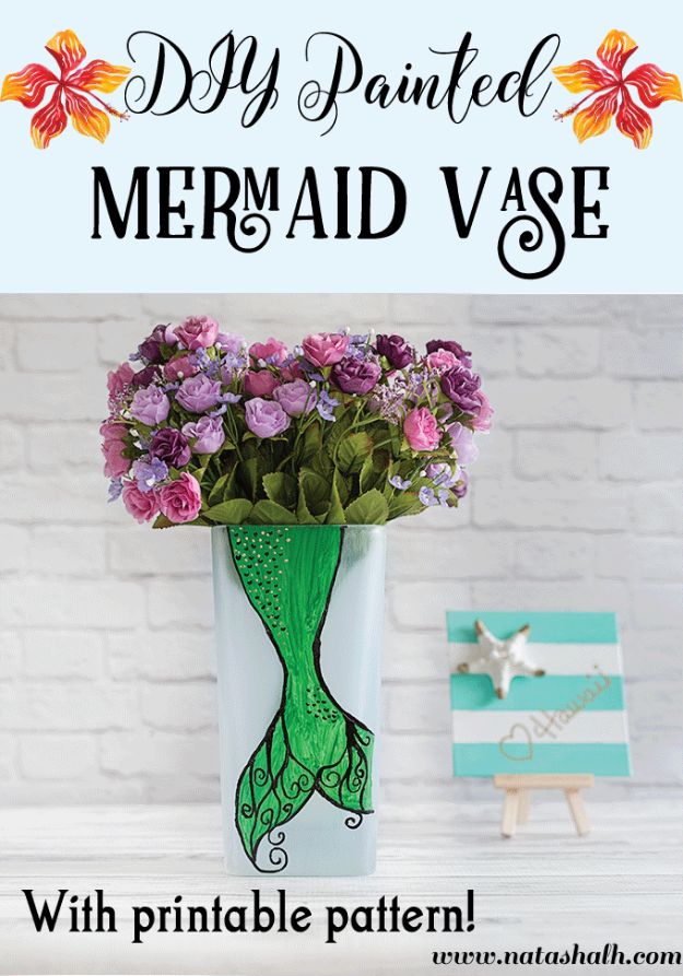 DIY Mermaid Crafts - DIY Painted Mermaid Vase - How To Make Room Decorations, Art Projects, Jewelry, and Makeup For Kids, Teens and Teenagers - Mermaid Costume Tutorials - Fun Clothes, Pillow Projects, Mermaid Tail Tutorial http://diyprojectsforteens.com/diy-mermaid-crafts