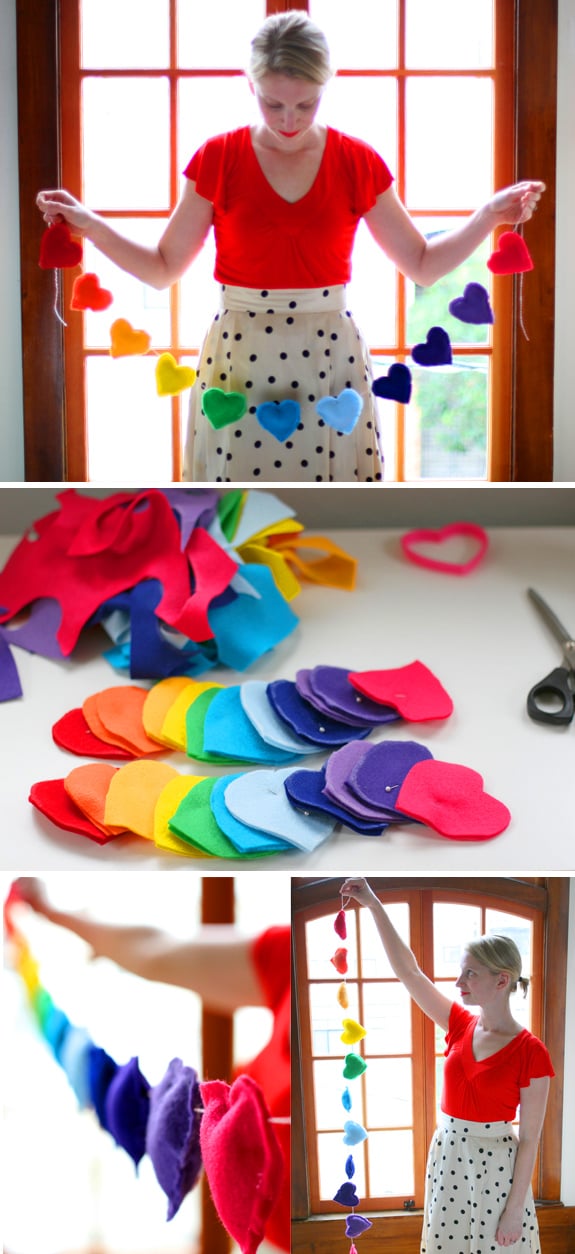 DIY Rainbow Heart Banner - 25+ Rainbow crafts, food, gifts and decor - NoBiggie.net