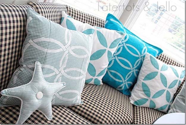Stenciled Napkin DIY Pillows