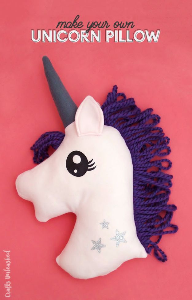 DIY Ideas With Unicorns - DIY Unicorn Pillow - Cute and Easy DIY Projects for Unicorn Lovers - Wall and Home Decor Projects, Things To Make and Sell on Etsy - Quick Gifts to Make for Friends and Family - Homemade No Sew Projects and Pillows - Fun Jewelry, Desk Decor Cool Clothes and Accessories http://diyprojectsforteens.com/diy-ideas-unicorns