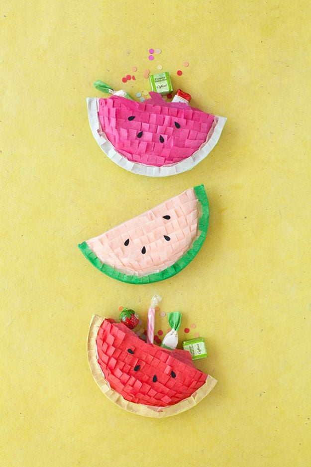 Watermelon Crafts - DIY Watermelon Piñatas - Easy DIY Ideas With Watermelons - Cute Craft Projects That Make Cool DIY Gifts - Wall Decor, Bedroom Art, Jewelry Idea