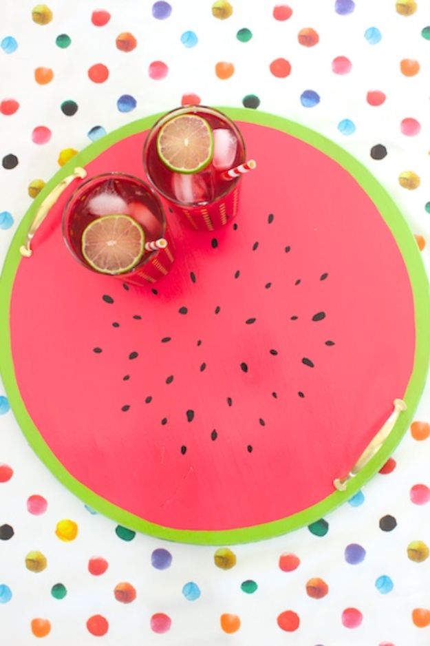 Watermelon Crafts - DIY Watermelon Serving Tray - Easy DIY Ideas With Watermelons - Cute Craft Projects That Make Cool DIY Gifts - Wall Decor, Bedroom Art, Jewelry Idea