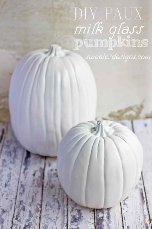DIY faux milk glass pumpkins at sweetcsdesignscom - a beautiful way to decorate for fall and SO increadibly easy!