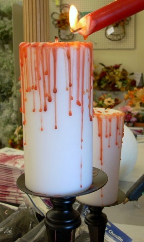 DIY Bloody Pillar Candle for Halloween