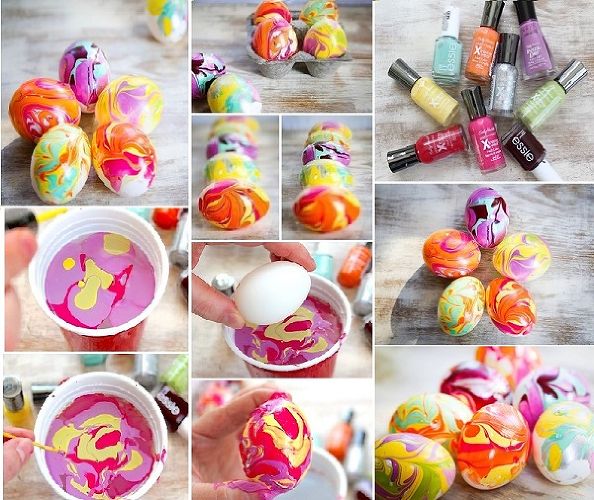 Decorated with Nail Polish | 25+ ways to decorate Easter Eggs
