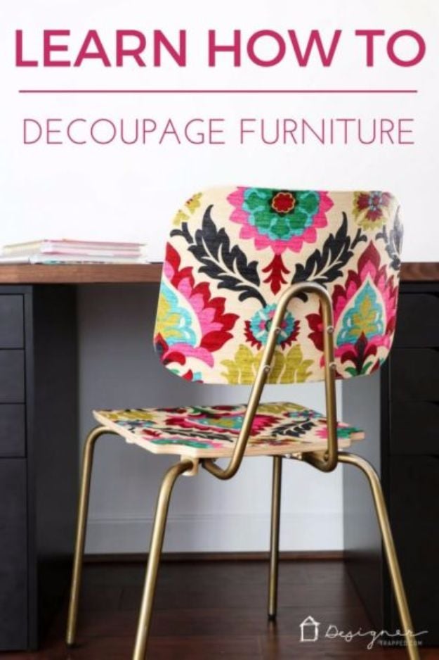 Mod Podge Crafts - Decoupaged Furniture - DIY Modge Podge Ideas On Wood, Glass, Canvases, Fabric, Paper and Mason Jars - How To Make Pictures, Home Decor, Easy Craft Ideas and DIY Wall Art for Beginners - Cute, Cheap Crafty Homemade Gifts for Christmas and Birthday Presents http://diyjoy.com/mod-podge-crafts