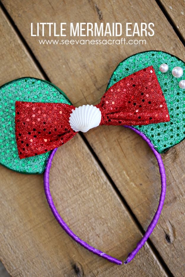 DIY Mermaid Crafts - Disney Little Mermaid Ears - How To Make Room Decorations, Art Projects, Jewelry, and Makeup For Kids, Teens and Teenagers - Mermaid Costume Tutorials - Fun Clothes, Pillow Projects, Mermaid Tail Tutorial http://diyprojectsforteens.com/diy-mermaid-crafts