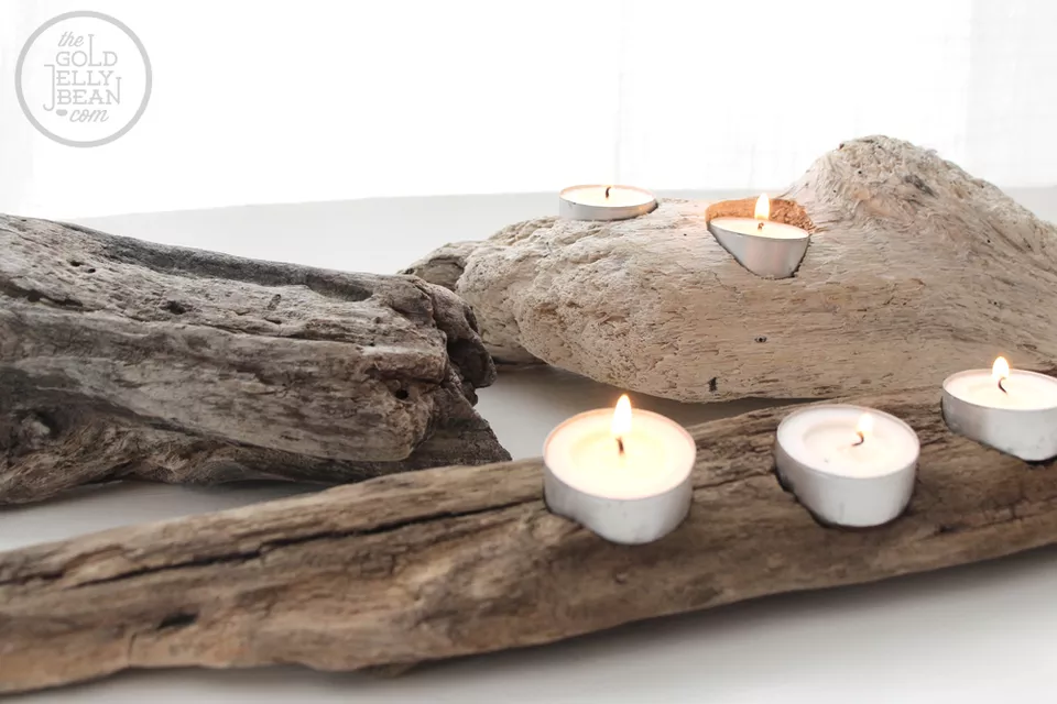 driftwood candle holders