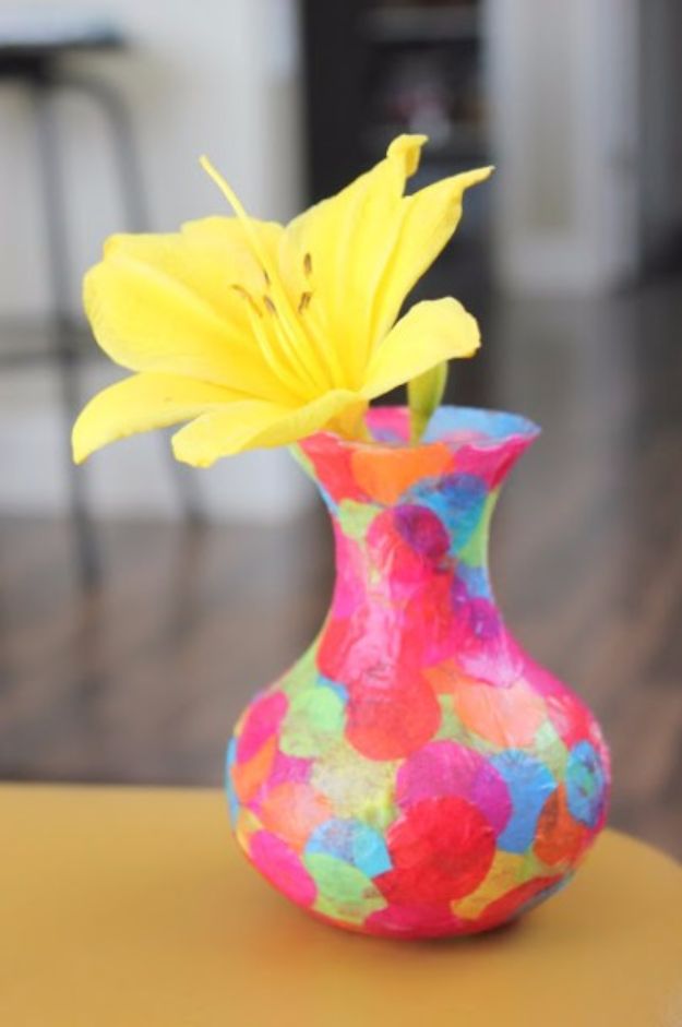 Mod Podge Crafts - Easy Mod Podge Confetti Vase - DIY Modge Podge Ideas On Wood, Glass, Canvases, Fabric, Paper and Mason Jars - How To Make Pictures, Home Decor, Easy Craft Ideas and DIY Wall Art for Beginners - Cute, Cheap Crafty Homemade Gifts for Christmas and Birthday Presents http://diyjoy.com/mod-podge-crafts