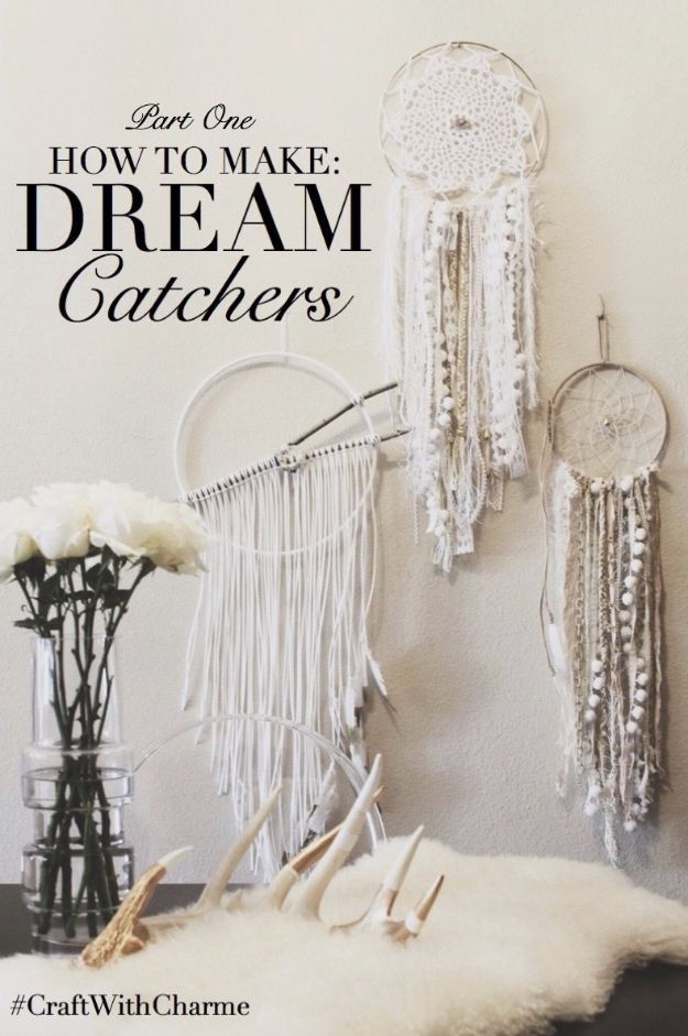 DIY Dream Catchers - Elegant Dreamcatcher - How to Make a Dreamcatcher Step by Step Tutorial - Easy Ideas for Dream Catcher for Kids Room - Make a Mobile, Moon Designs, Pattern Ideas, Boho Dreamcatcher With Sticks, Cool Wall Hangings for Teen Rooms - Cheap Home Decor Ideas on A Budget http://diyprojectsforteens.com/diy-dreamcatchers