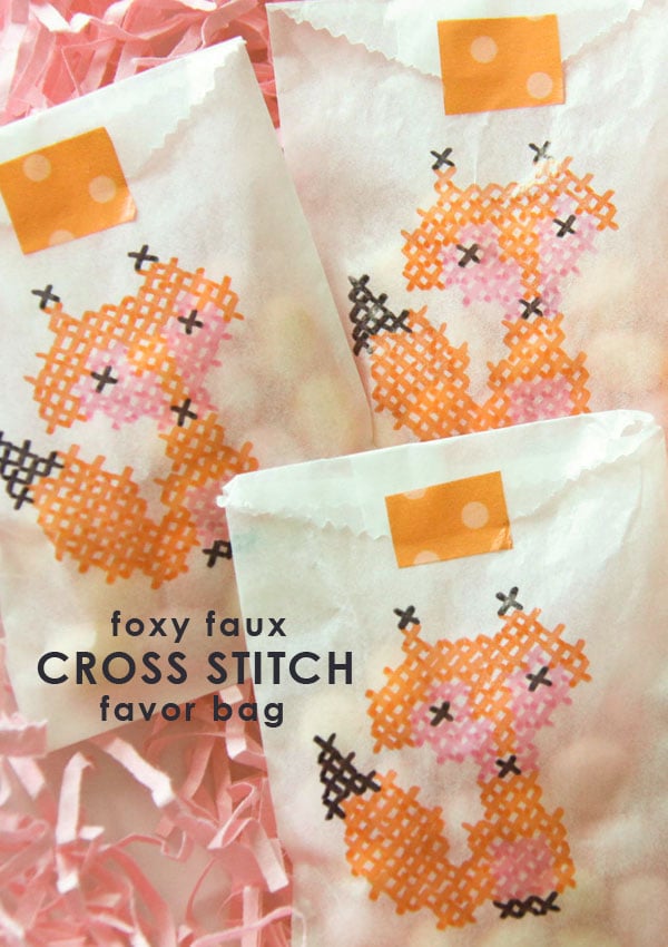 Foxy Faux Cross Stitch Bag | 25+ Cross-Stitch Style Craft Ideas
