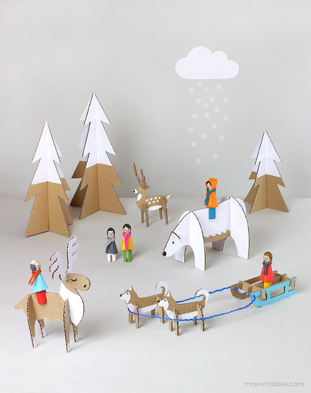 Free Printable Animal and Winter Wonderland Scene | 25+ Indoor Winter Activities for Kids